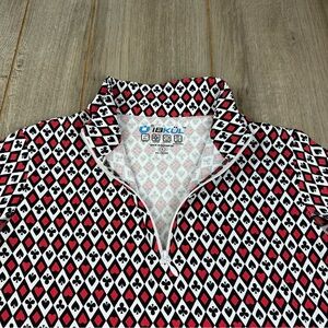 Ibkul 1/4 Zip Pullover Women S All over Spade Cards.  Print UPF 50 golf Red Blac